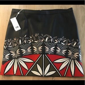 NWT Size 10 Navy LEATHER Tory Burch skirt.